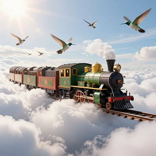 Whimsical Steam Train in Dream Sky