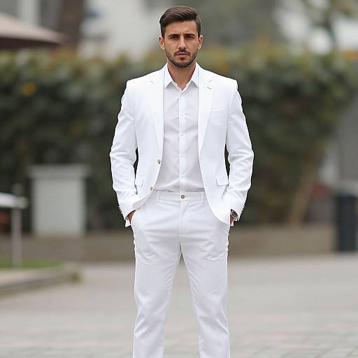 Realistic Man in Stylish White Suit