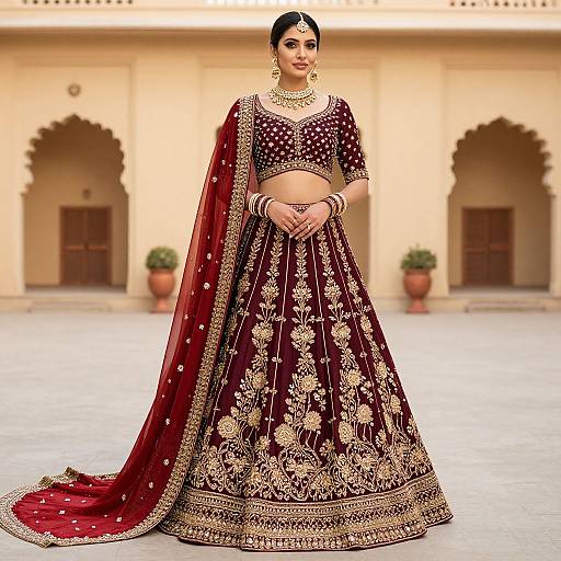 Elegant Bride in Maroon Lehenga