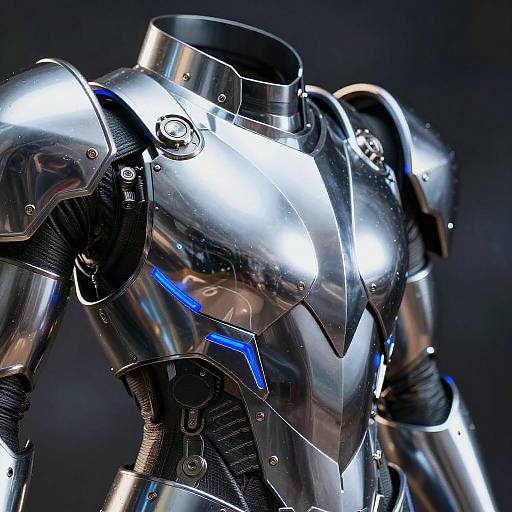 Chrome Chest Plate with Blue Accents