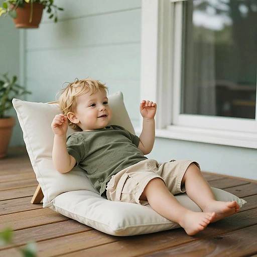 Tender Toddler on Sunlit Porch