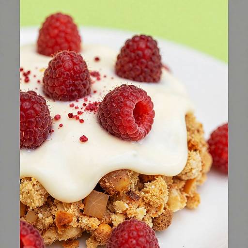 Creamy Raspberry Topped Dessert Close-Up