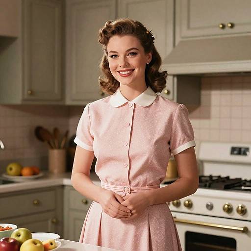 1950s Stepford Wife in Retro Kitchen