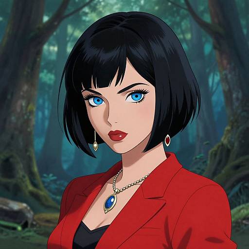 Confident Woman in Mystical Forest