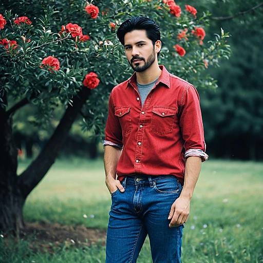 Stylish Man in Denim Outdoors