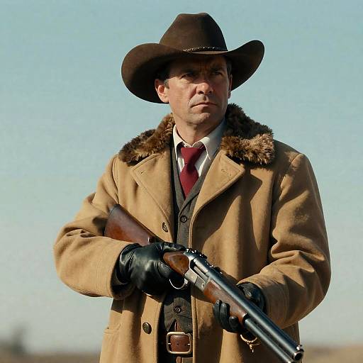 Stern Cowboy with Double-Barreled Shotgun