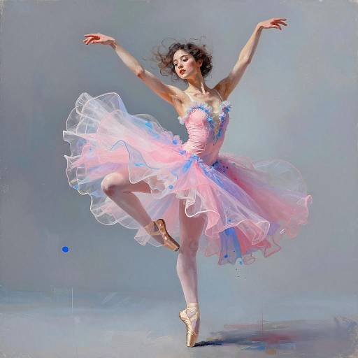 Dynamic Ballerina in Colorful Tutu Dance