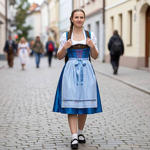 Woman in Bavarian Blue Dress