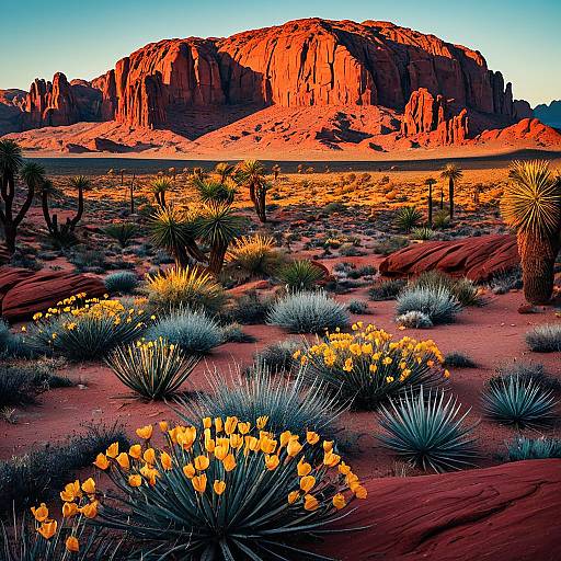 Vibrant Desert Oasis at Dusk