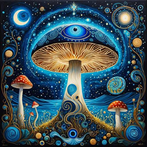 Mystical Luminescent Mushroom with Eye of Horus Mystical Luminescent Mushroom with Eye of Horus