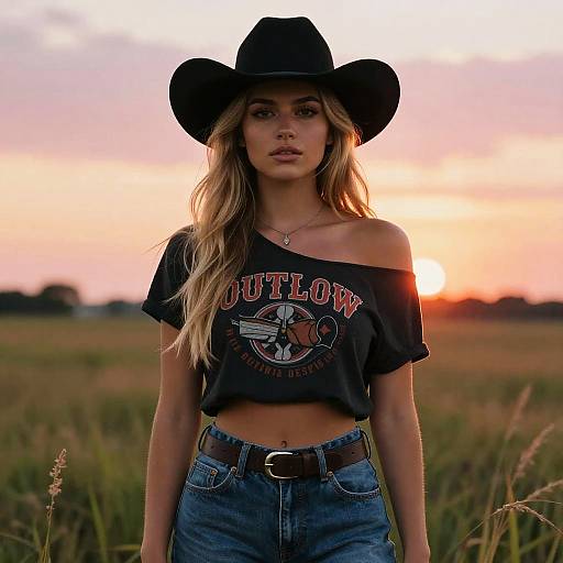 Sunlit Sunset Cowgirl Portrait