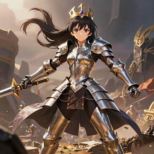 Anime Girl Queen in Elegant Armor