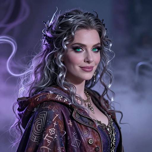 Enchanting Female Wizard in Mist