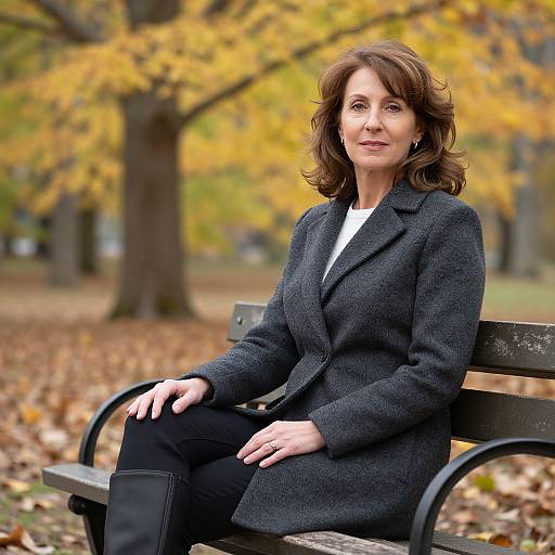 Mature Woman Relaxing in Autumn Park