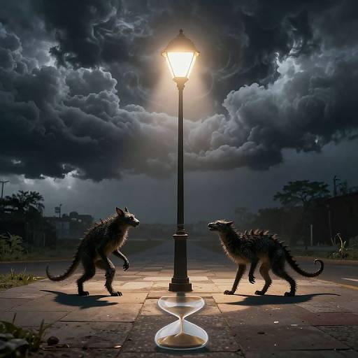 Surreal Stormy Streetlamp Shadows