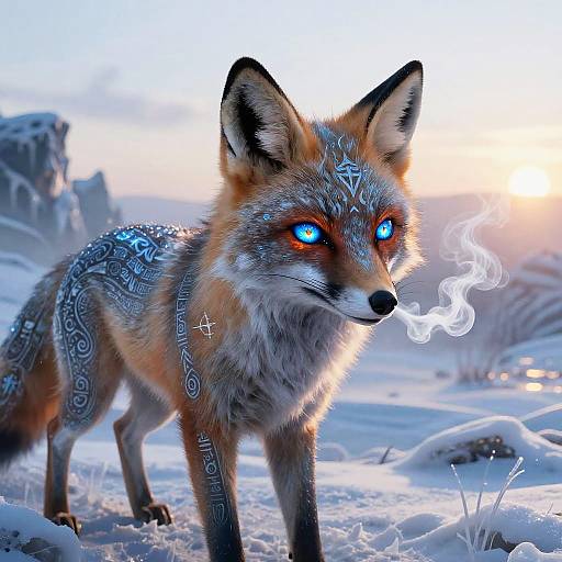 Mythic Chimera Fox in Enchanted Tundra