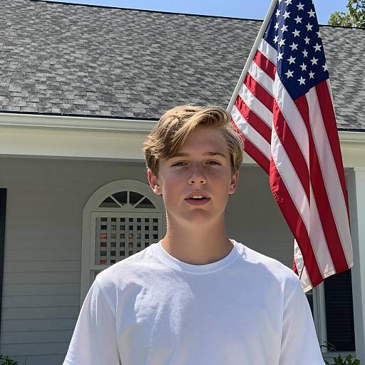 Young Boy in Front of a House