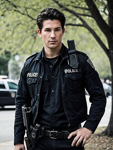Young Male Police Officer Outdoors