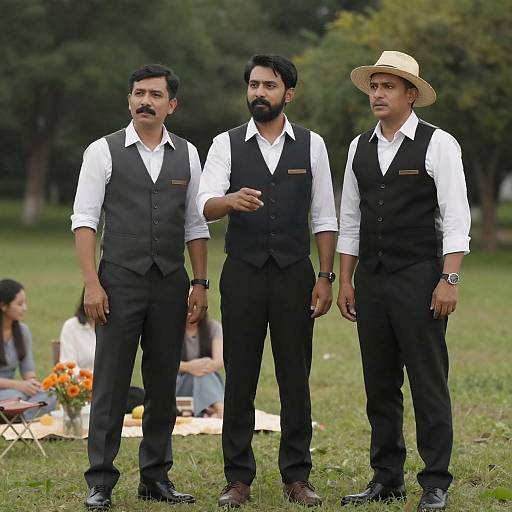 Casual Gathering in a Grassy Field