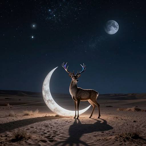 Surreal Cosmic Deer in Alien Landscape