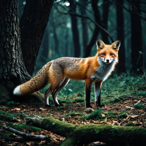 Fox in Ancient Oak Forest