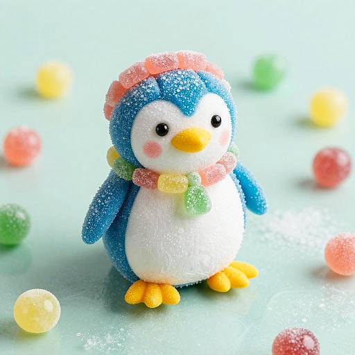 Colorful Candy Penguin on Ice