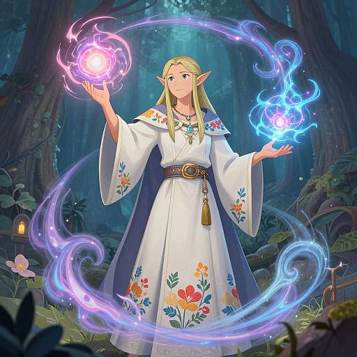 Eladrin Elf Mage Casting Spells