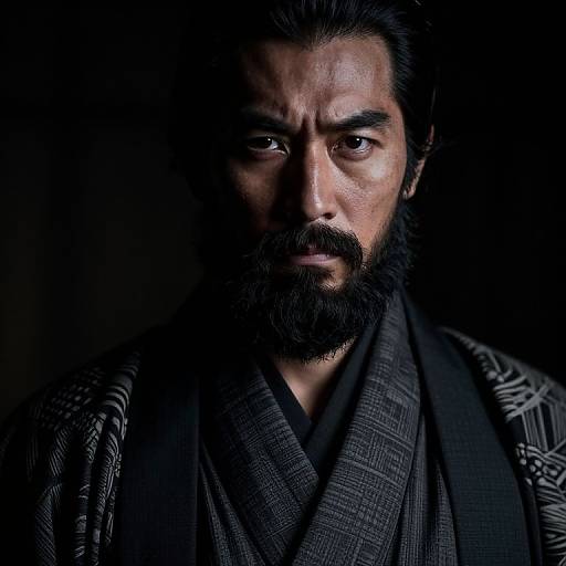 Samurai Warrior Portrait with Rugged Strength
