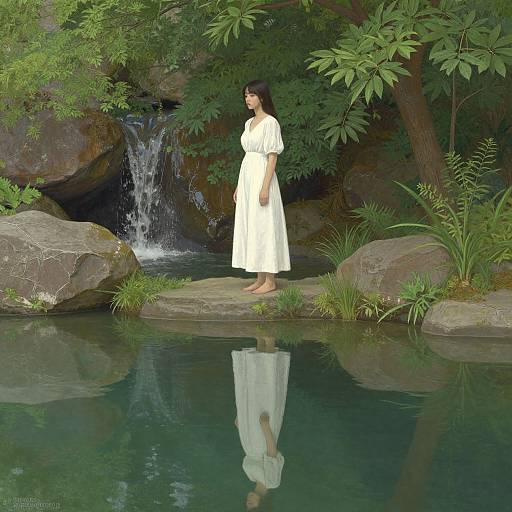 Serene Woman by Tranquil Pool