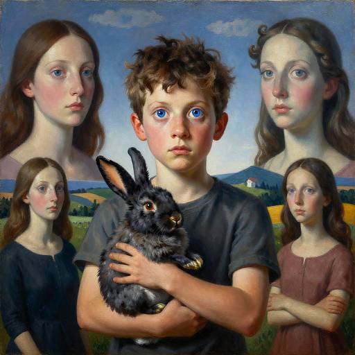 Blue-Eyed Keeper with Albino Rabbit