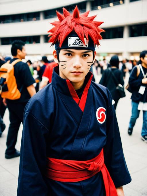Cosplayer in Naruto Akatsuki Costume