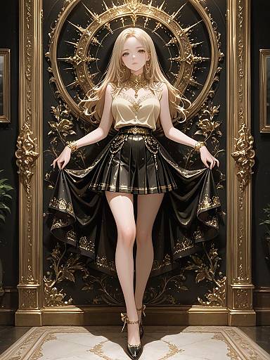 Glamorous Woman in Sparkly Outfit