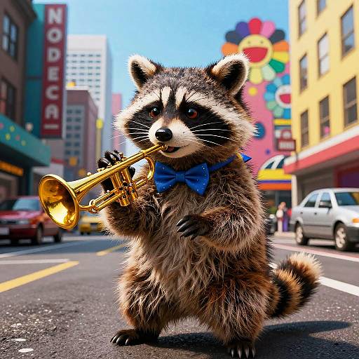 Playful Raccoon in Pop Art City