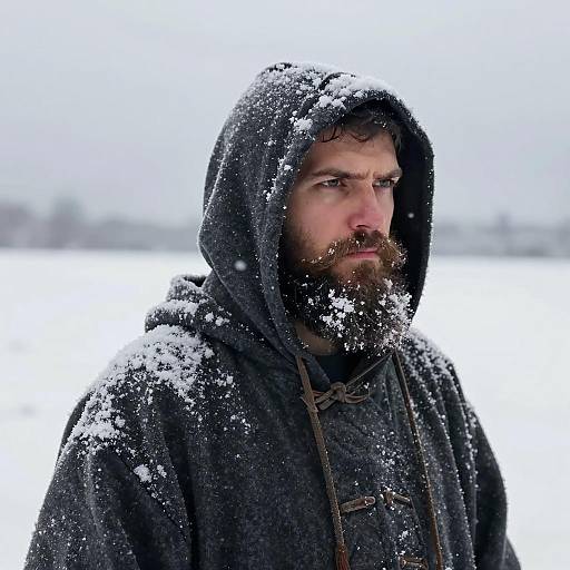 Bearded Man in Snowy Landscape
