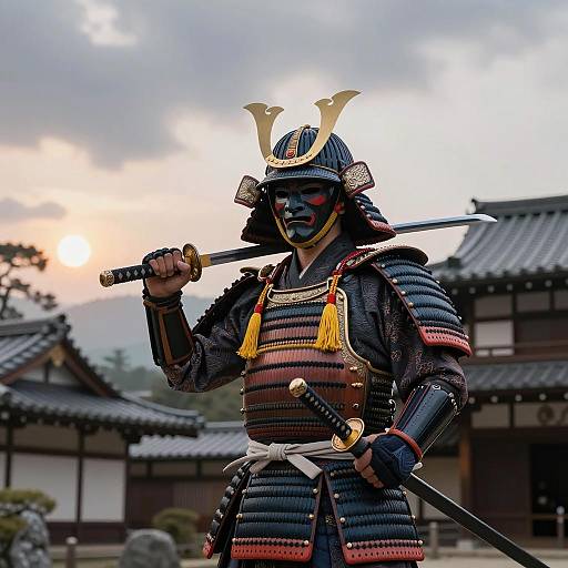 Majestic Samurai in Traditional Armor