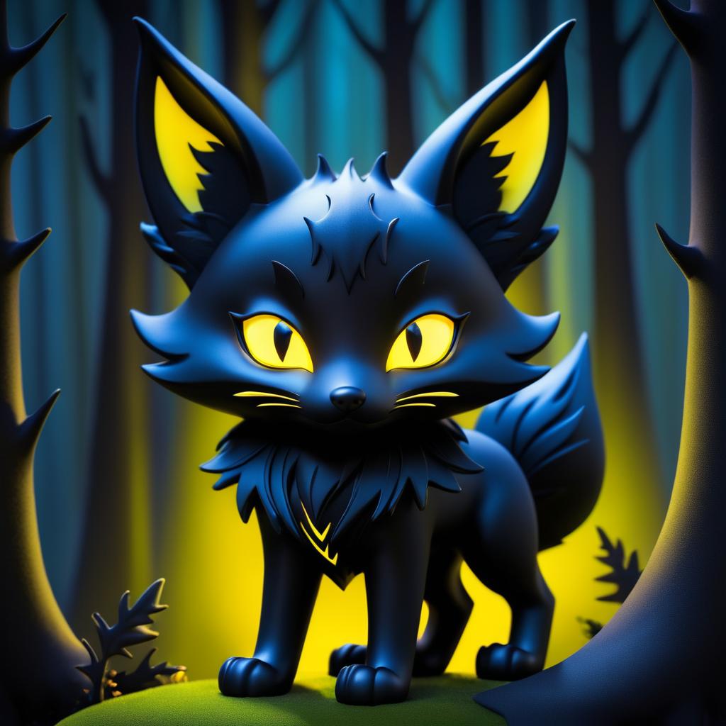 Cute Evil Demon Fox in Enchanted Forest