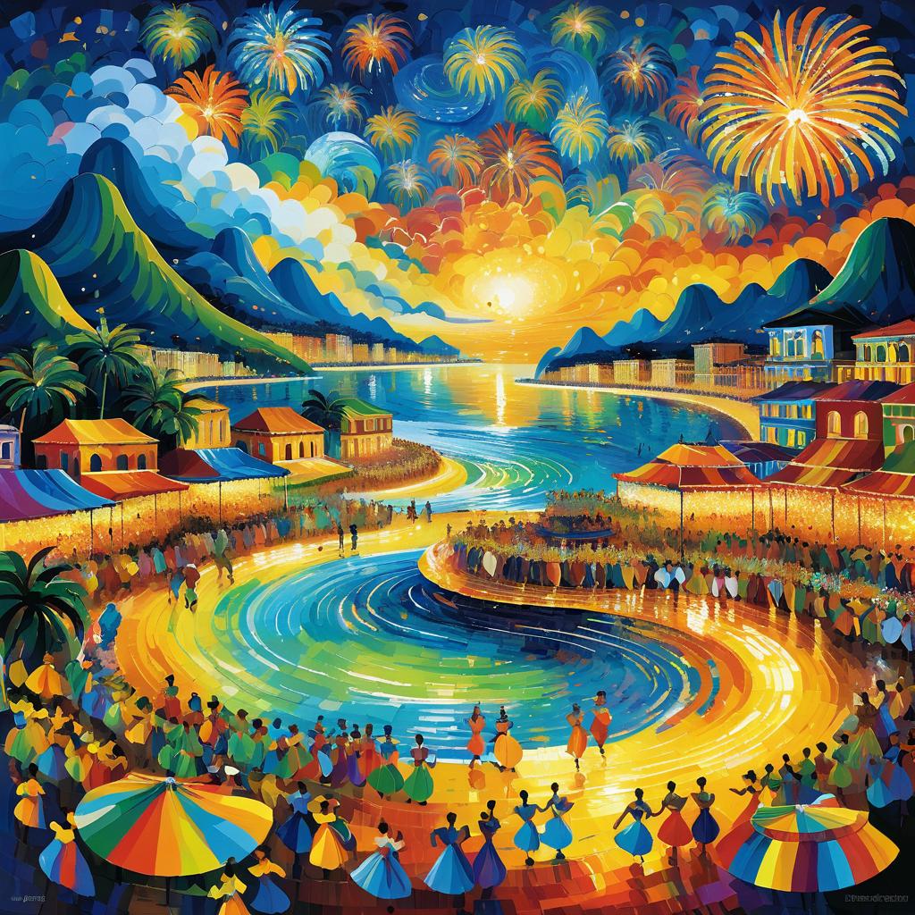 Vibrant Carnival in Van Gogh Style