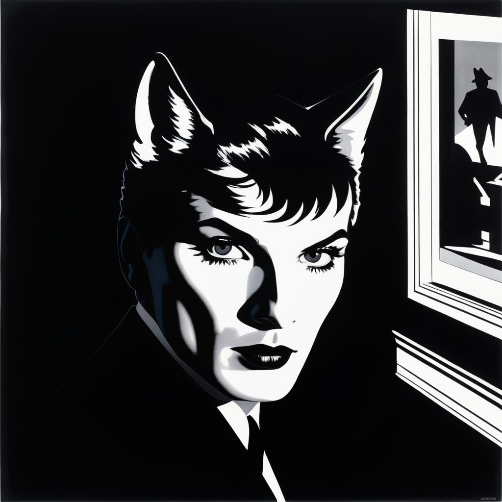 Noir Wolf Illustration with Pop Art Style