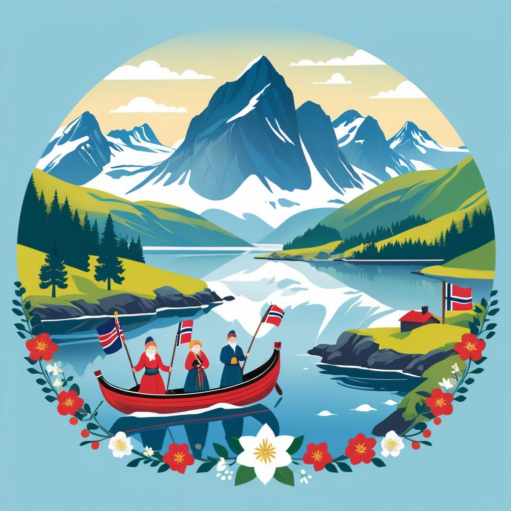 Festive T-Shirt Design of Norway's National Day