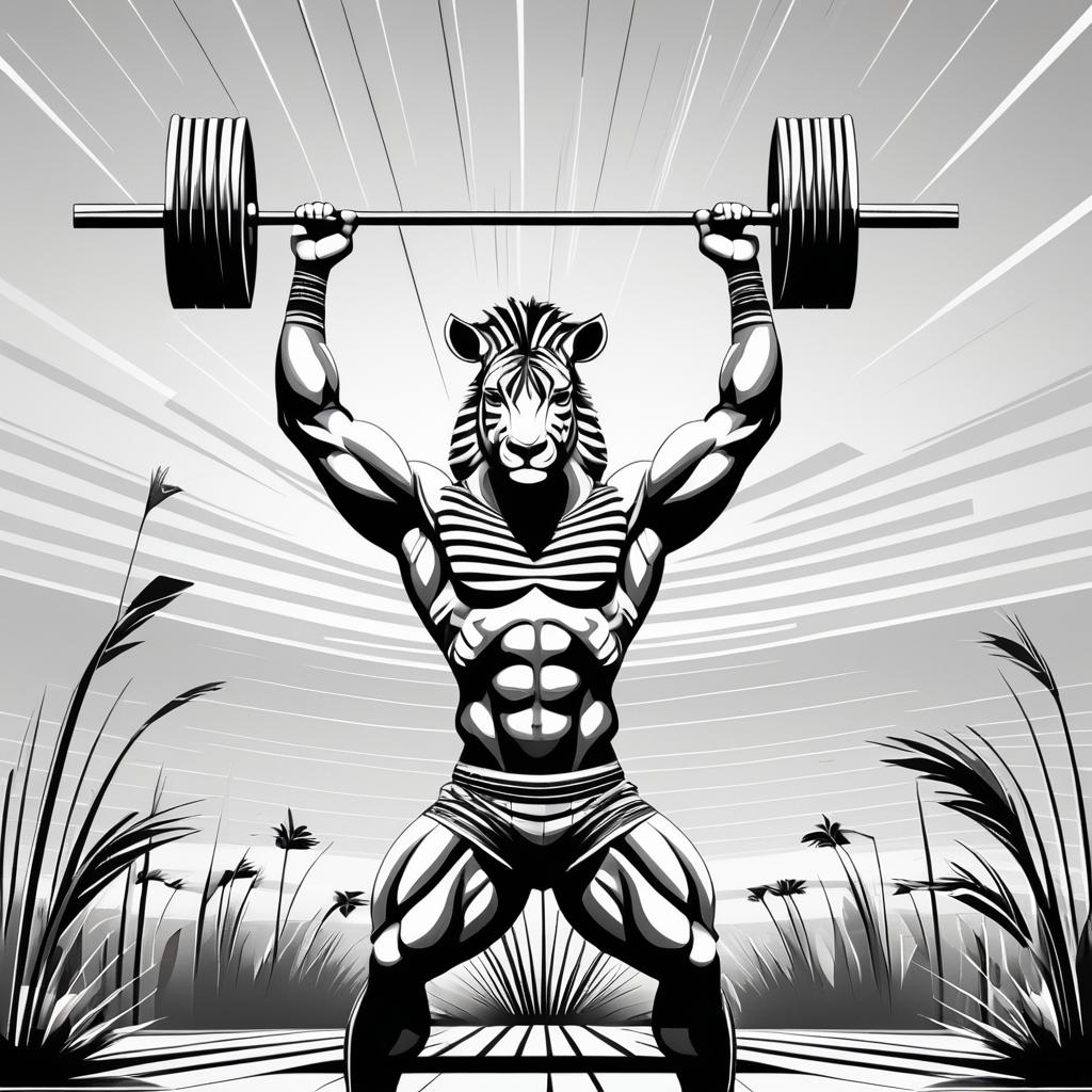 Muscular Zebra in Modern Art Style