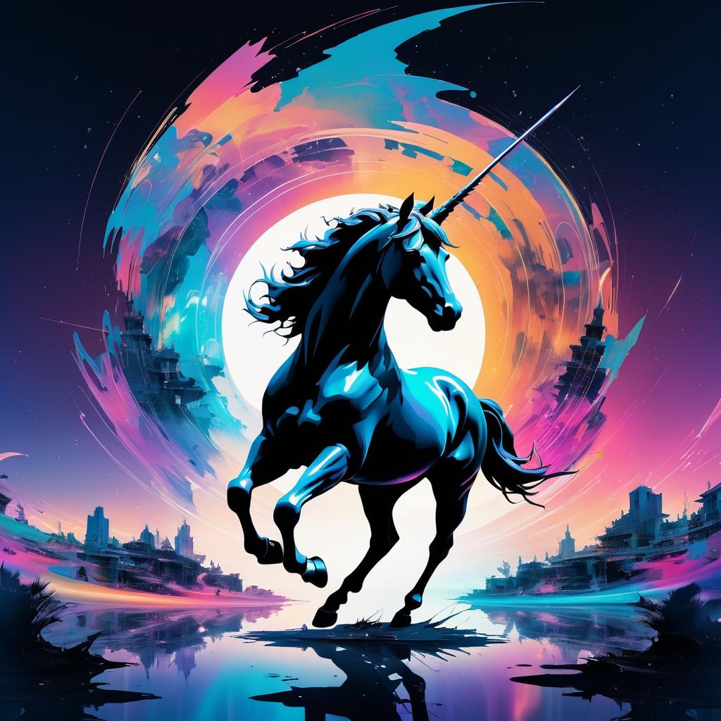 Surreal Unicorn Double Exposure Artwork