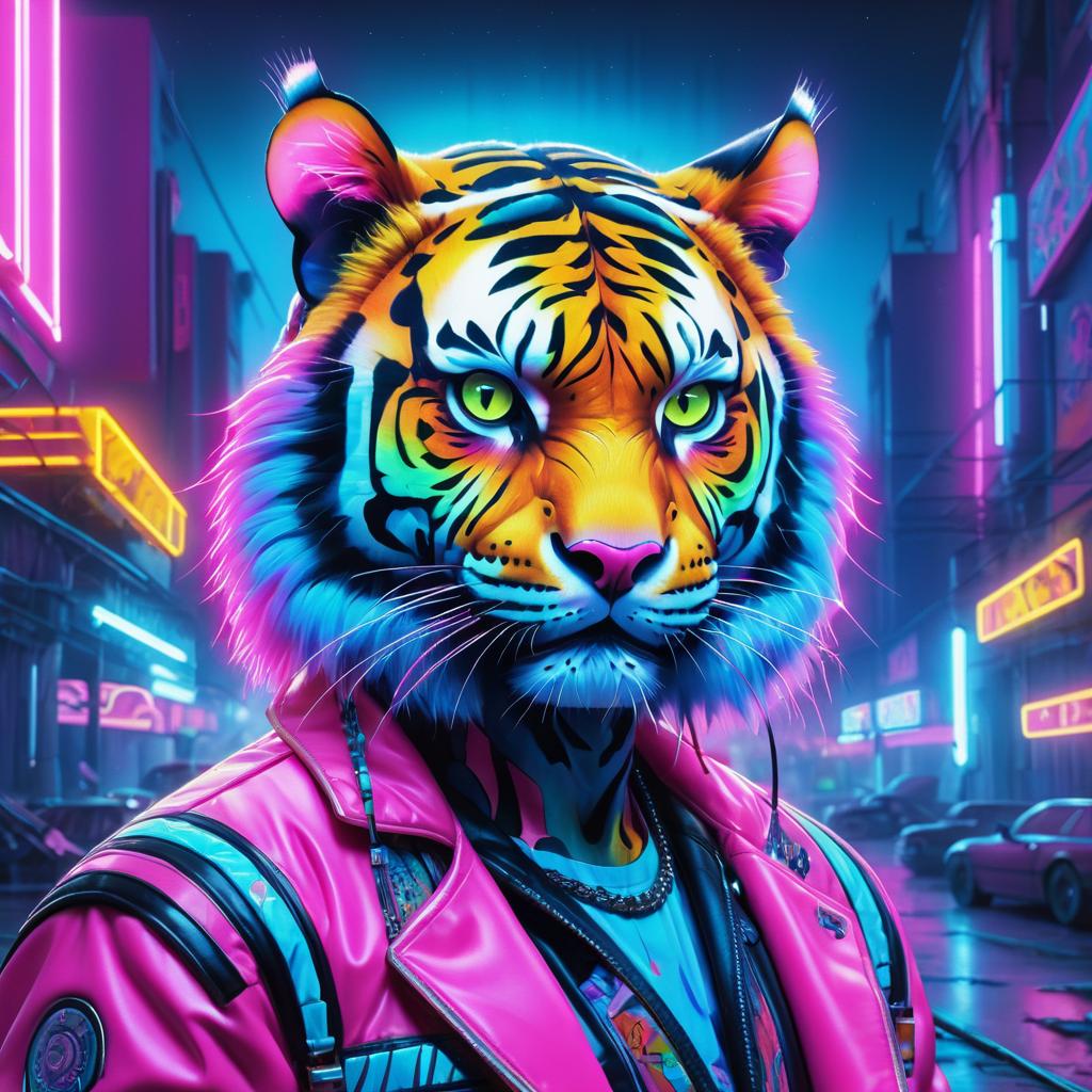 Cyberpunk Tiger in Neon Surrealism