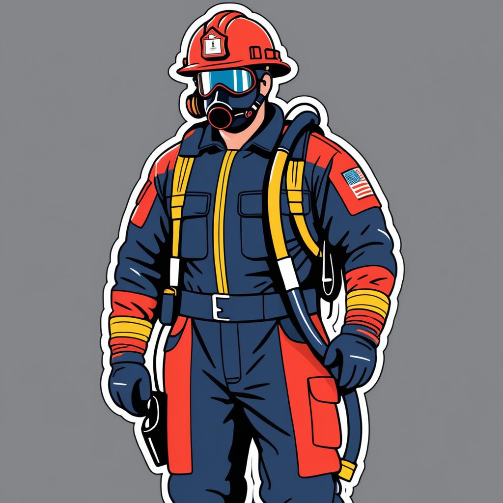 Stylized Line Art of a Firefighter