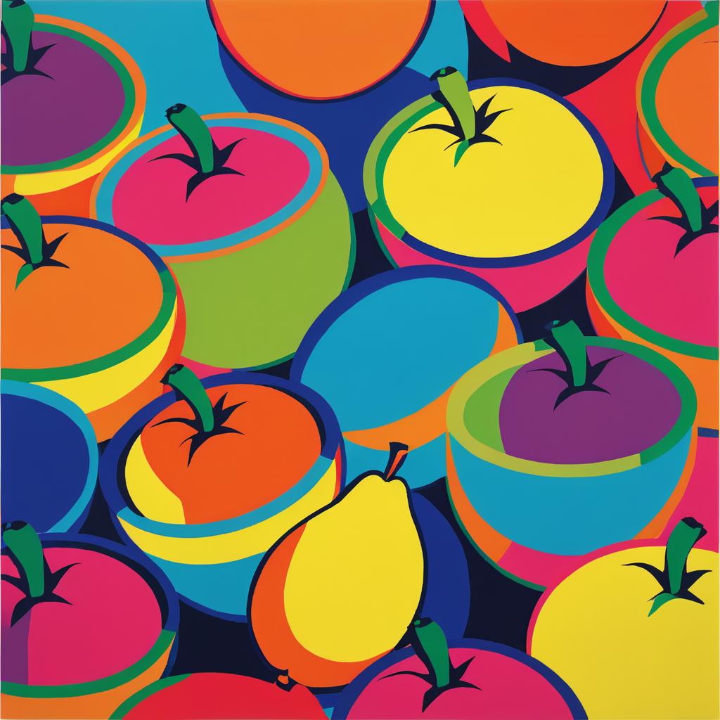 Vibrant Warhol-Inspired Fruit Bowl Artwork