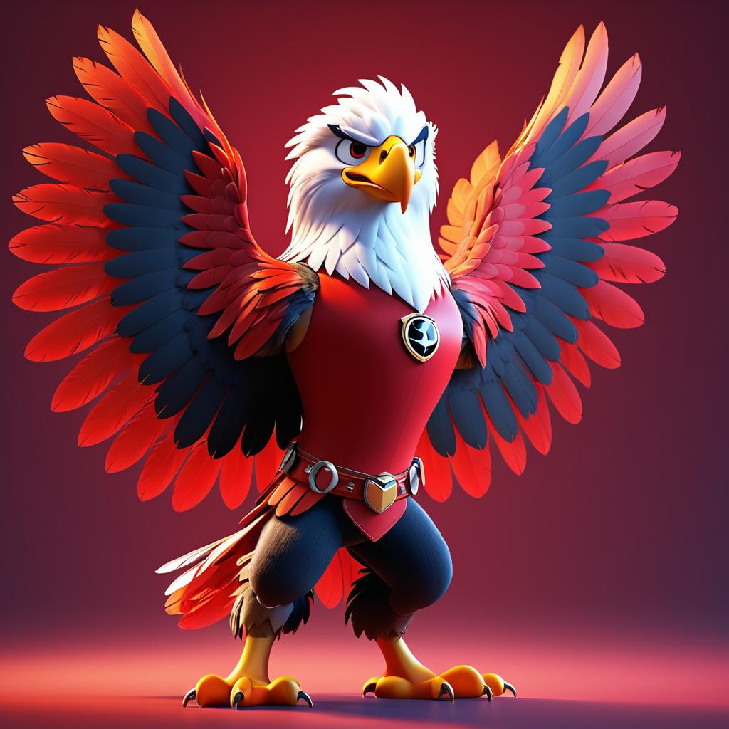 Dynamic 3D Eagle Mascot Character Render