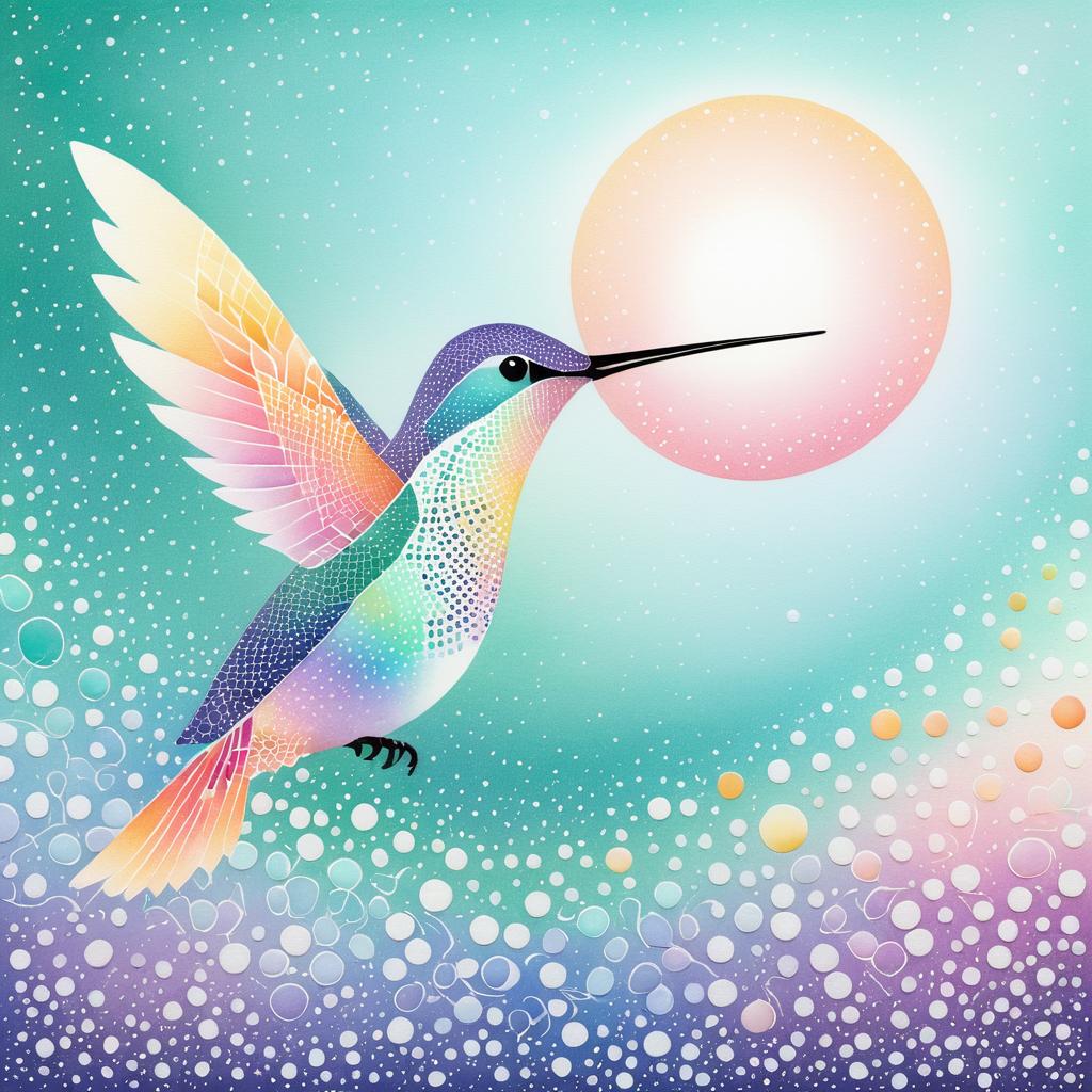 Whimsical Hummingbird in Pastel Watercolors