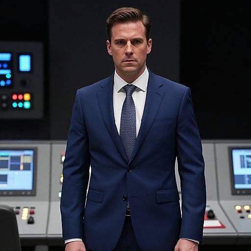 Handsome Man in High-Tech Control Room