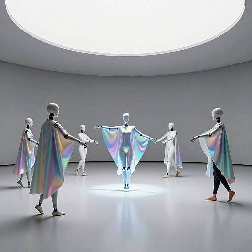 Futuristic Android Poets in Holographic Amphitheater