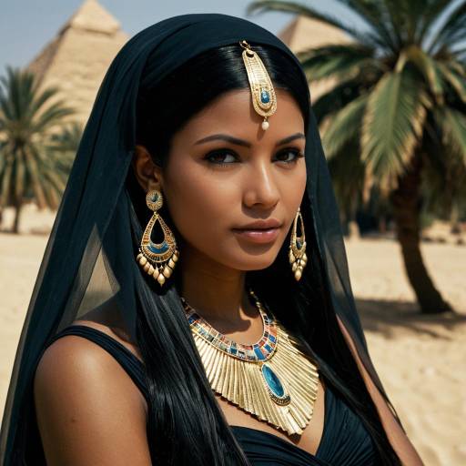 Elegant Dark-Skinned Woman in Egyptian Jewelry