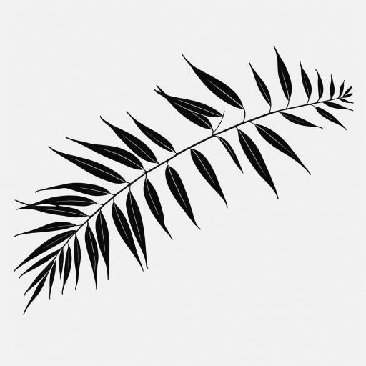 Black and White Willow Leaf Branch Illustration
